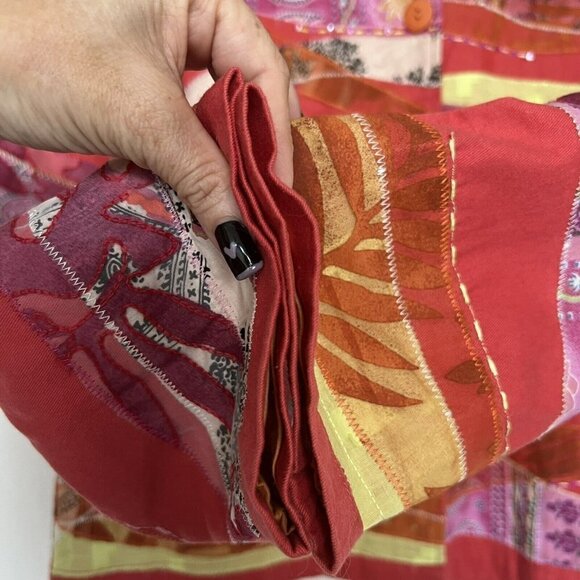 Coldwater Creek Multi-color Embroidered Patchwork Quilted Bohemian Jacket Large - Picture 8 of 10